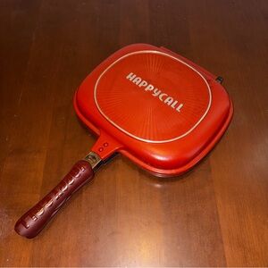 Red Double-Sided Nonstick Grill Pan with Stay-Cool Handle